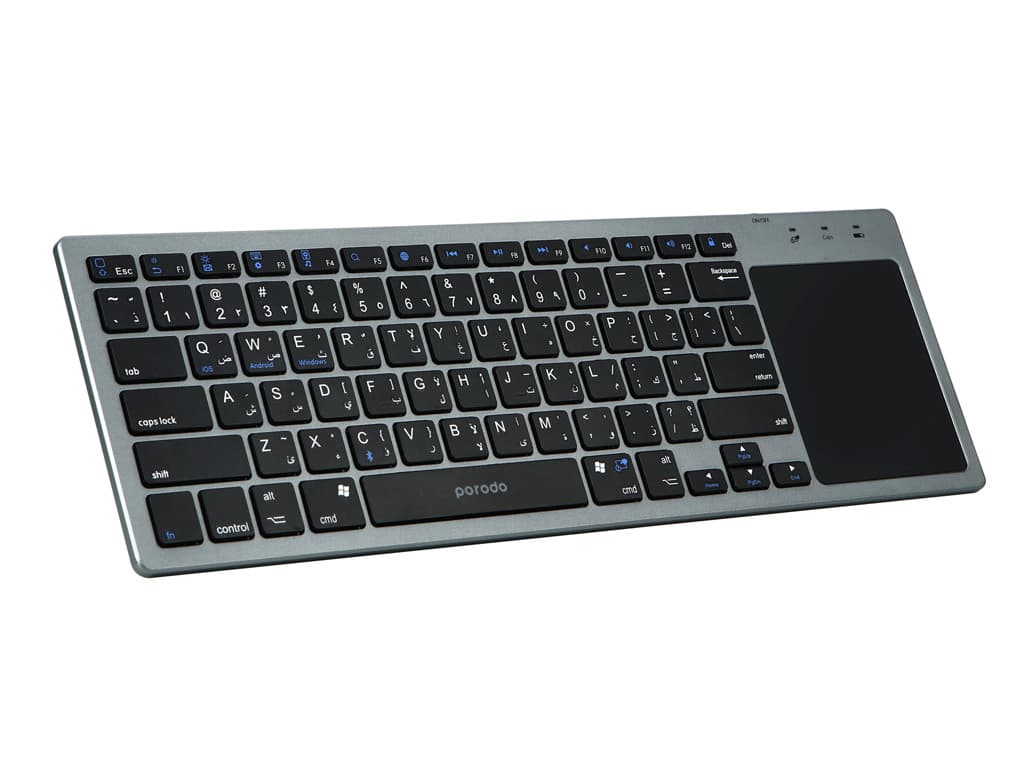 کیبورد بلوتوثی دارای تاچ‌پد پرودو Porodo PD-WKBTP-GY Keyboard With TouchPad — تصویر ۴