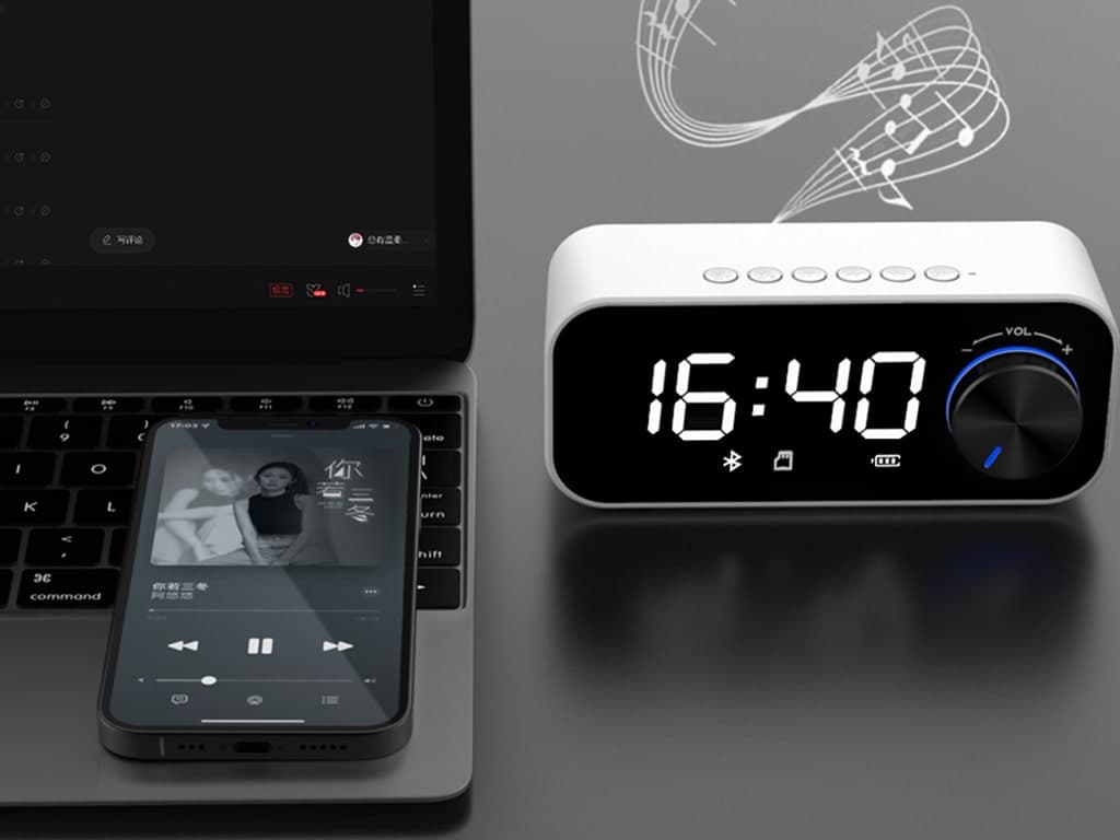 اسپیکر بلوتوث همراه با ساعت آلارم دار رچی Recci Clock Bluetooth Wireless Speaker RSK-W11 — تصویر ۷