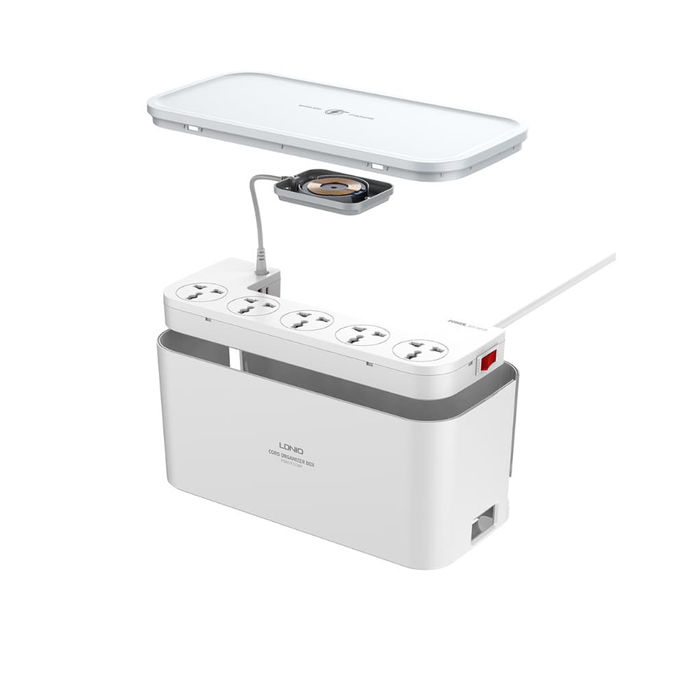 چند راهی برق و شارژر وایرلس به همراه جعبه نظم دهنده کابل مدل LDNIO SCW5354