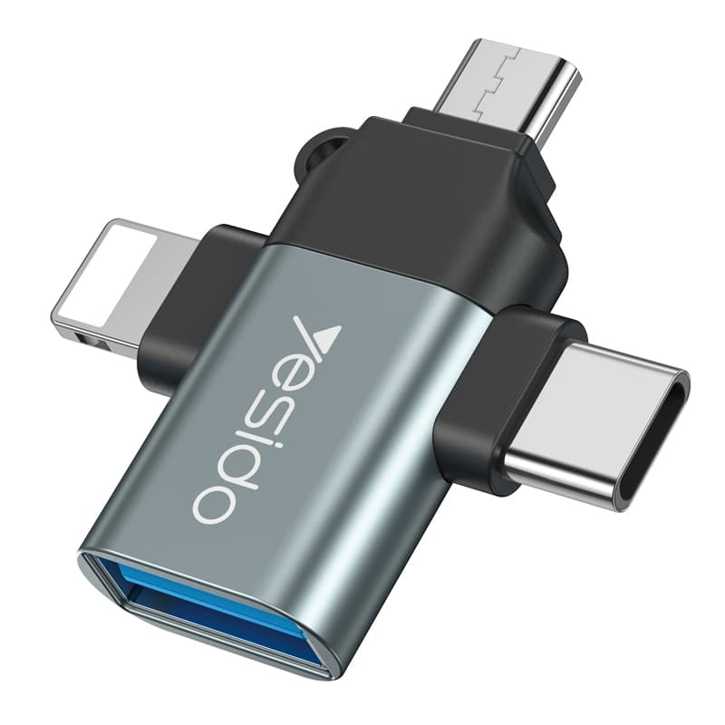 تبدیل میکرو یو اس بی تایپ سی و لایتنینگ یسیدو YESIDO GS15 — تصویر ۳