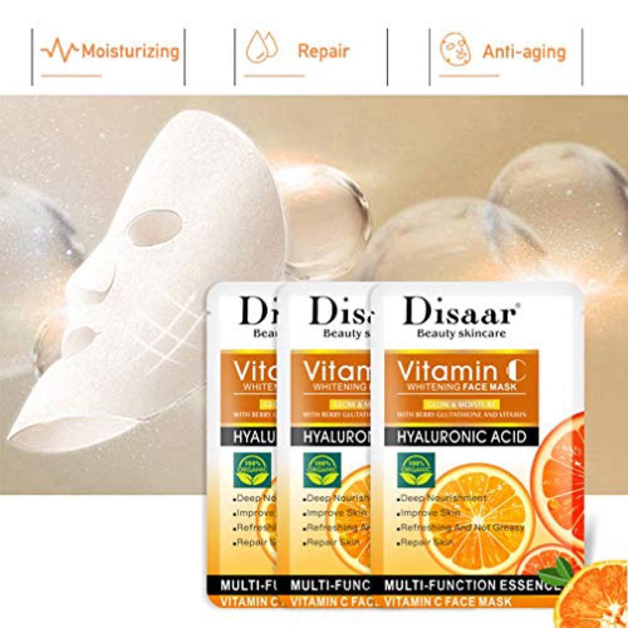 ماسک ویتامین سی Vitamin C Sheet Mask پک 5 عددی روشن کننده کد 6015 — تصویر ۷