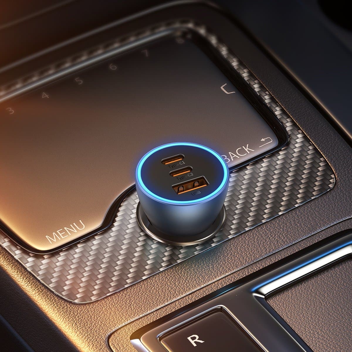 شارژر فندکی فست شارژ بیسوس Baseus Golden Contactor Pro USB-A car charger + 2x USB-C CCJDZ65-UC توان 65W — تصویر ۷