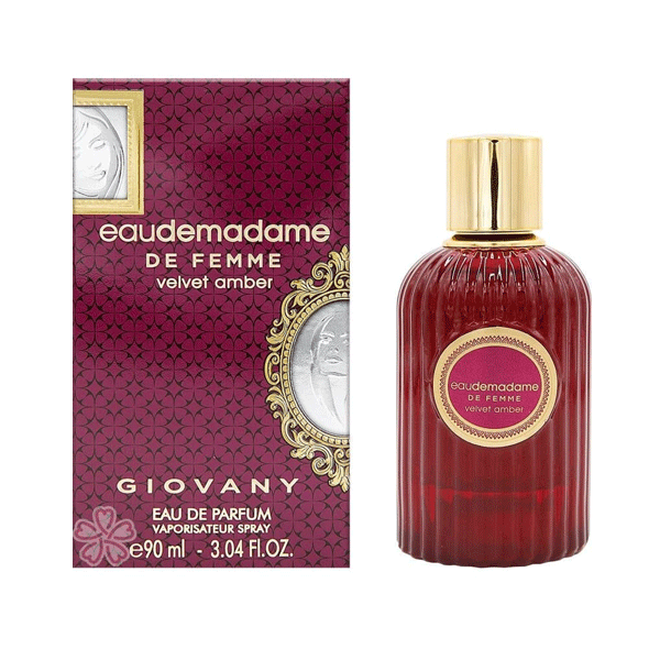 ادو پرفیوم زنانه فراگرنس ورد مدل جیووانی ایو د مادام د فمه ولوت آمبر Eau De Madame De Femme Velvet Amber حجم 90 میلی‌لیتر