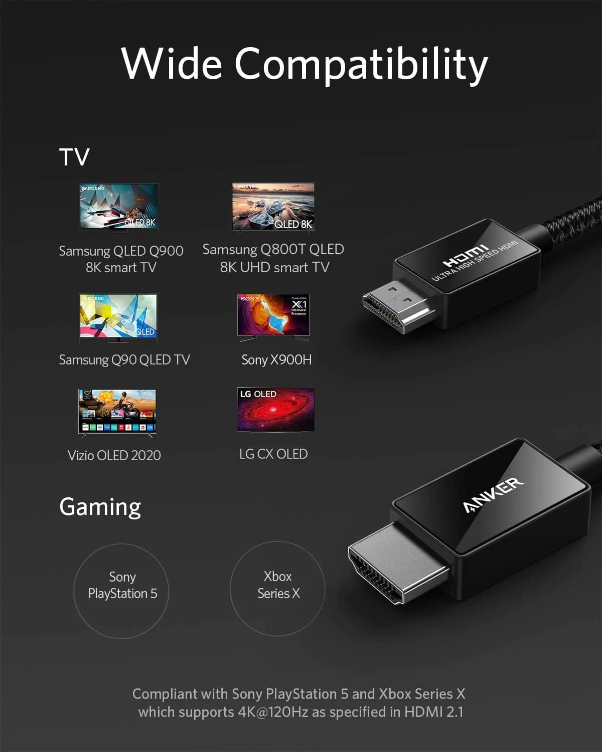 کابل HDMI انکر مدل Anker Ultra High Speed HDMI Cable A8743H11 به طول 2 متر — تصویر ۹