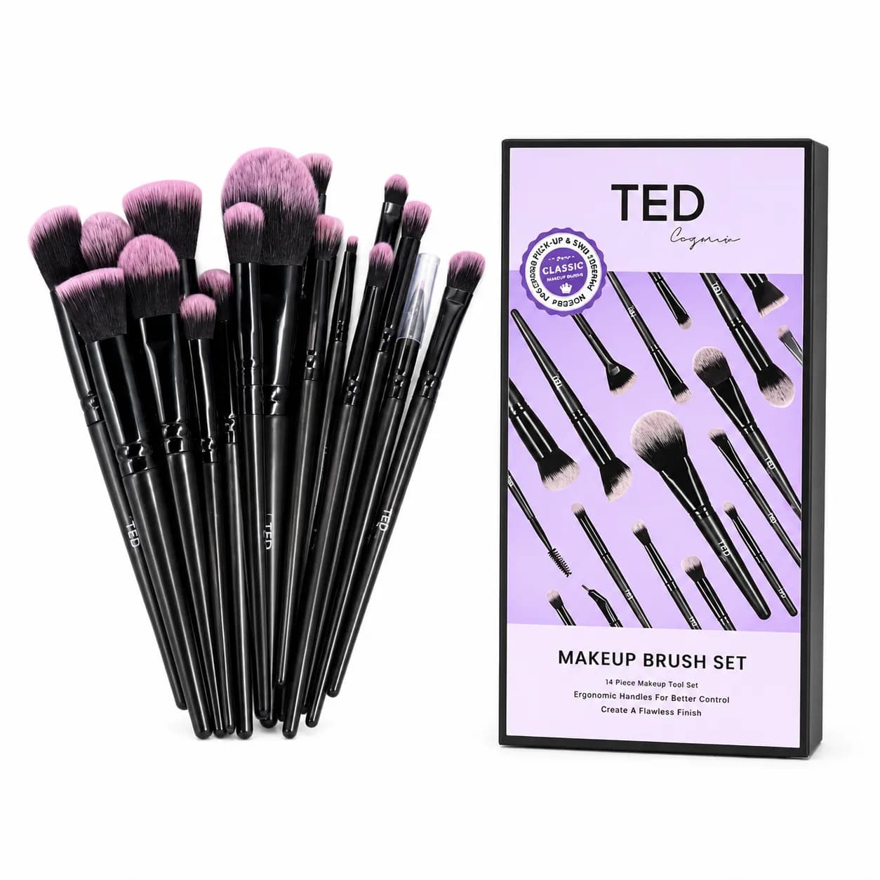ست براش آرایشی ۱۸ عددی تدد TED + کیف کد 5210