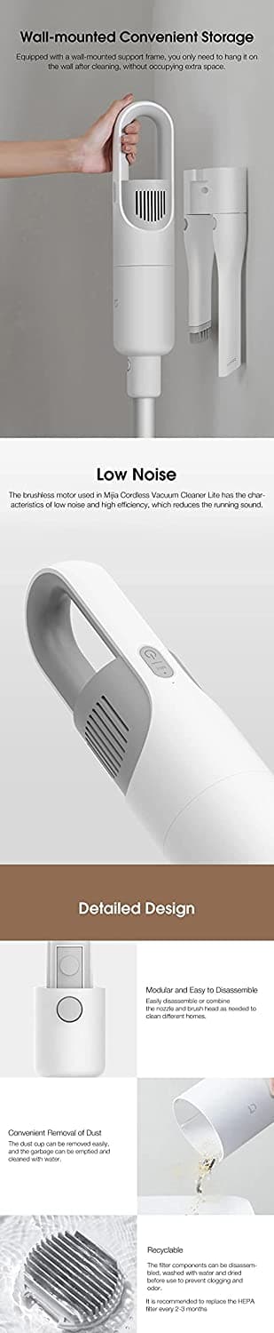 جارو شارژی شیائومی Xiaomi Lite MJWXCQ03DY Cordless Handheld Vacuum Cleaner — تصویر ۶