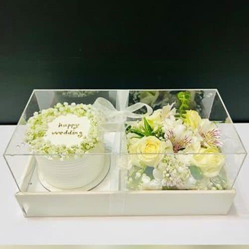 باکس گل و کیک زرد