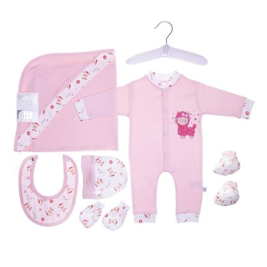 ست لباس بیمارستانی نوزادی 7 تکه طرح گوسفند صورتی مادرکر Mothercare