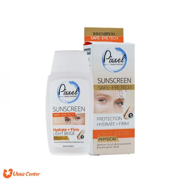کرم ضد آفتاب فیزیکی دور چشم و صورت بدون رنگ پیکسل SPF35 حجم 50 میل