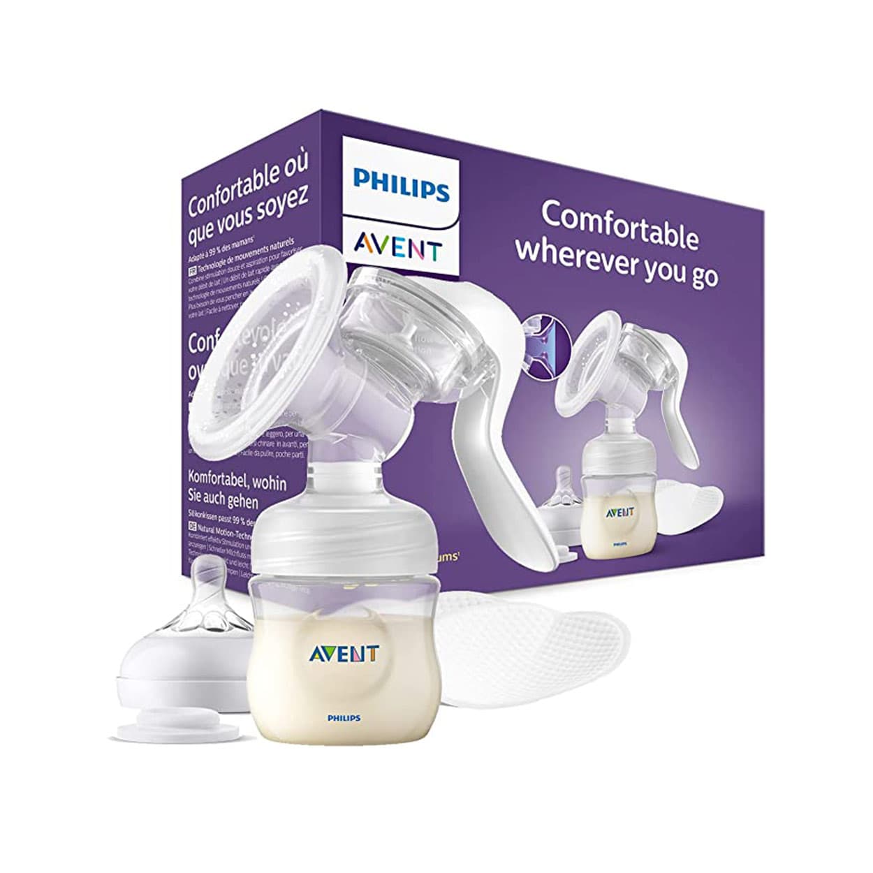 شیر دوش دستی اونت + سرشیشه و پد سینه philips avent