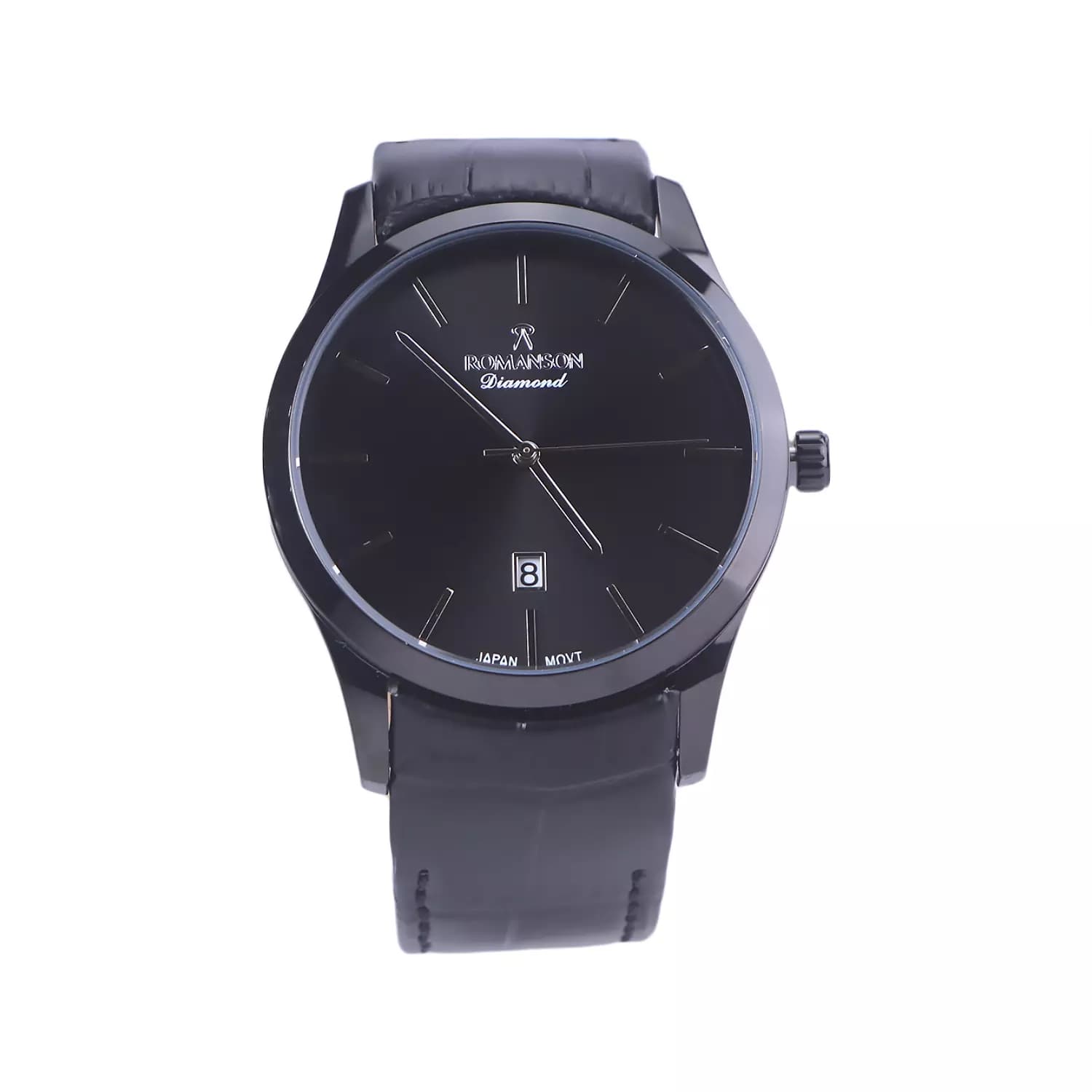 ساعت عقربه ای رومانسون مردانه بند چرم مشکی G1535/1