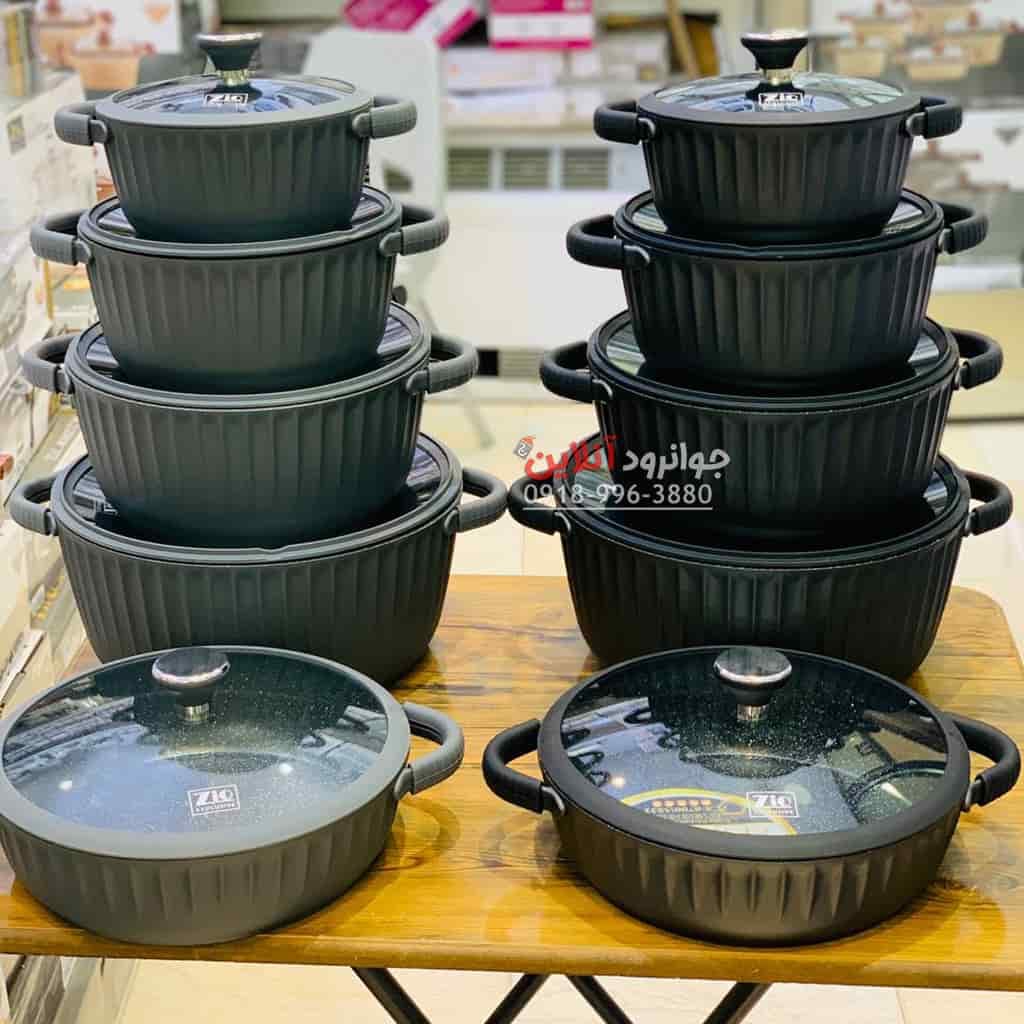 سرویس قابلمه زیو طرح کرون ZCS-8590 Crown Zio گرانیت 10 پارچه کرایه در محل