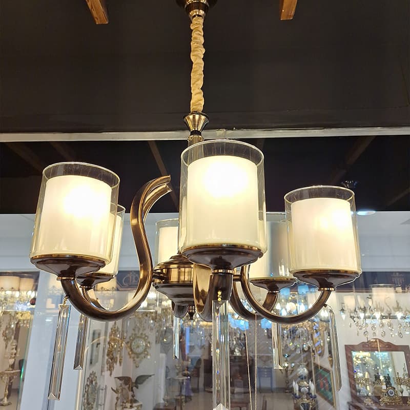 لوستر آویز شش شعله چشمه نور کد N2604/6 — تصویر ۹