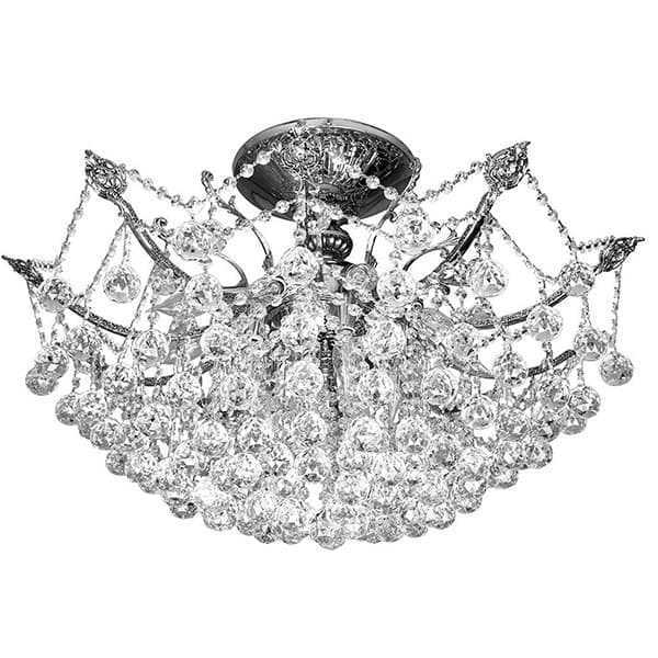 لوستر سقفی کریستالی چشمه نور 15 شعله کد C2646/10C کروم