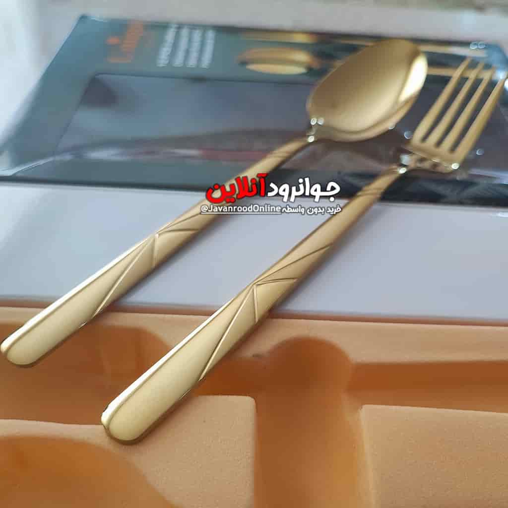 قاشق چنگال طلایی یونیک طرح جورج بسته 12 عددی 4 میل اصل Un-U1 — تصویر ۴