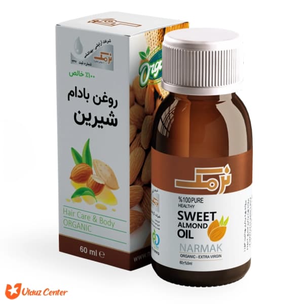 روغن بادام شیرین طبیعی نرمک مناسب مو و بدن 60 میل