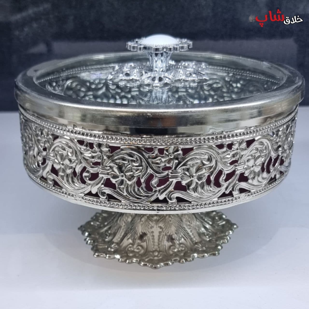 شکلات خوری فلزی گرد پایه دار کد 05 — تصویر ۱۱