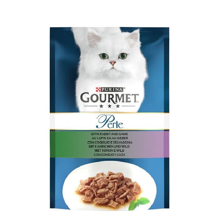 پوچ گربه بالغ گورمت پورینا طعم خرگوش و گوشت شکار وزن 85 گرم — تصویر ۳