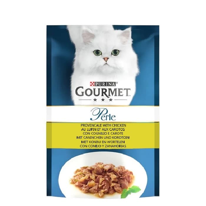 پوچ گربه بالغ گورمت پورینا طعم مرغ و سبزیجات وزن 85 گرم