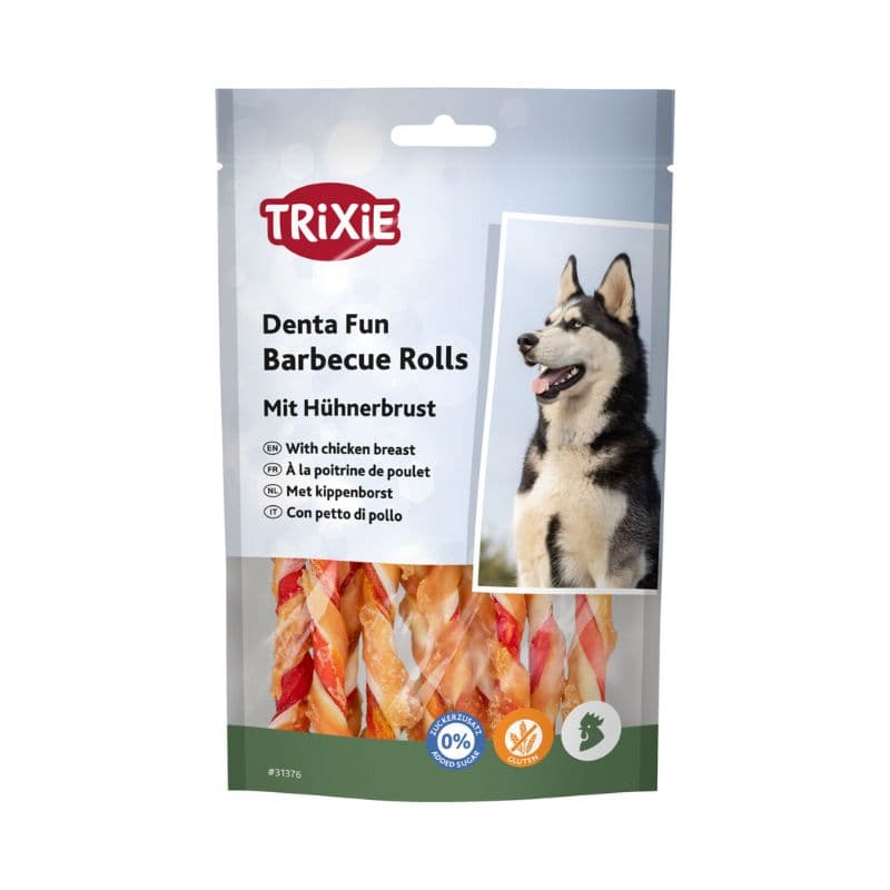 تشویقی دنتال سگ تریکسی مدل Denta Fun Barbecue Rolls با سینه مرغ وزن 80 گرم — تصویر ۹