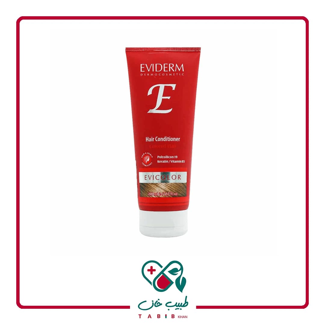نرم کننده مو اویکالر اویدرم مناسب موهای رنگ شده 200 میلی لیتر/Eviderm Evicolor Hair Conditoner for Colored Hair 200 ml