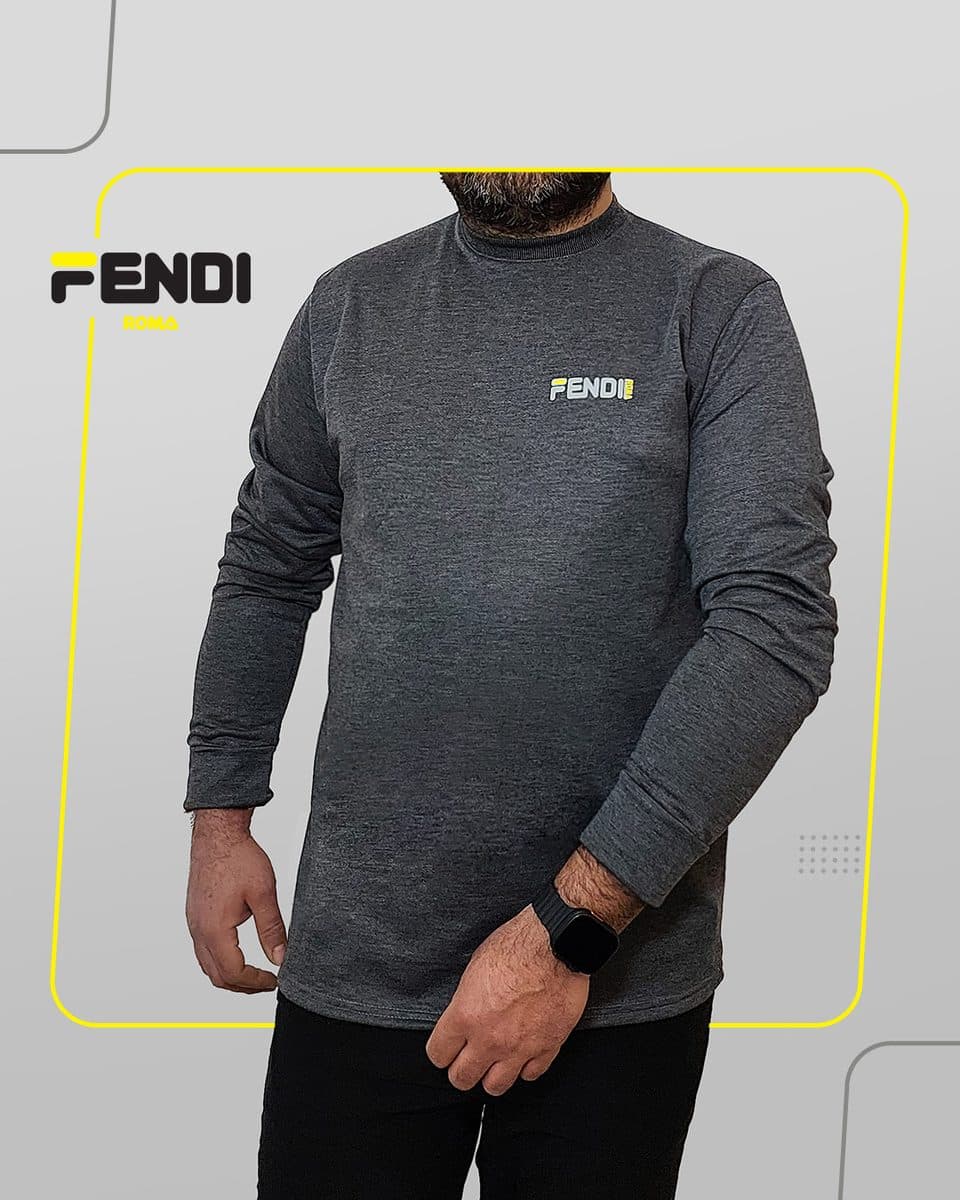 تیشرت زغال سنگی آستین بلند Fendi مدل 1394 — تصویر ۳
