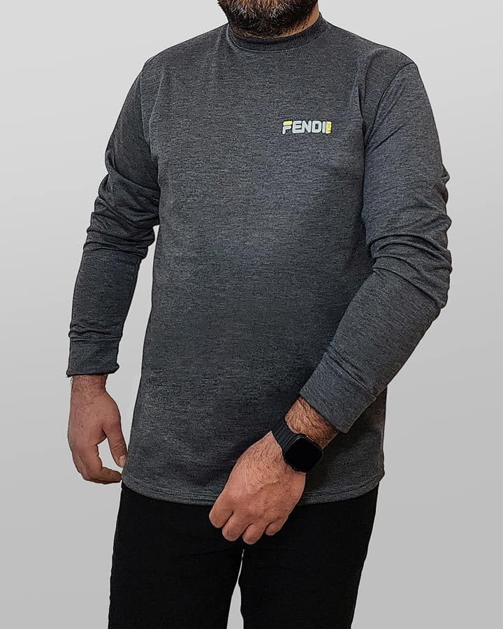 تیشرت زغال سنگی آستین بلند Fendi مدل 1394 — تصویر ۲