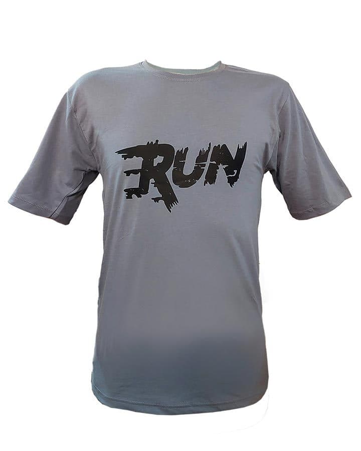 تیشرت مردانه طوسی RUN مدل1153