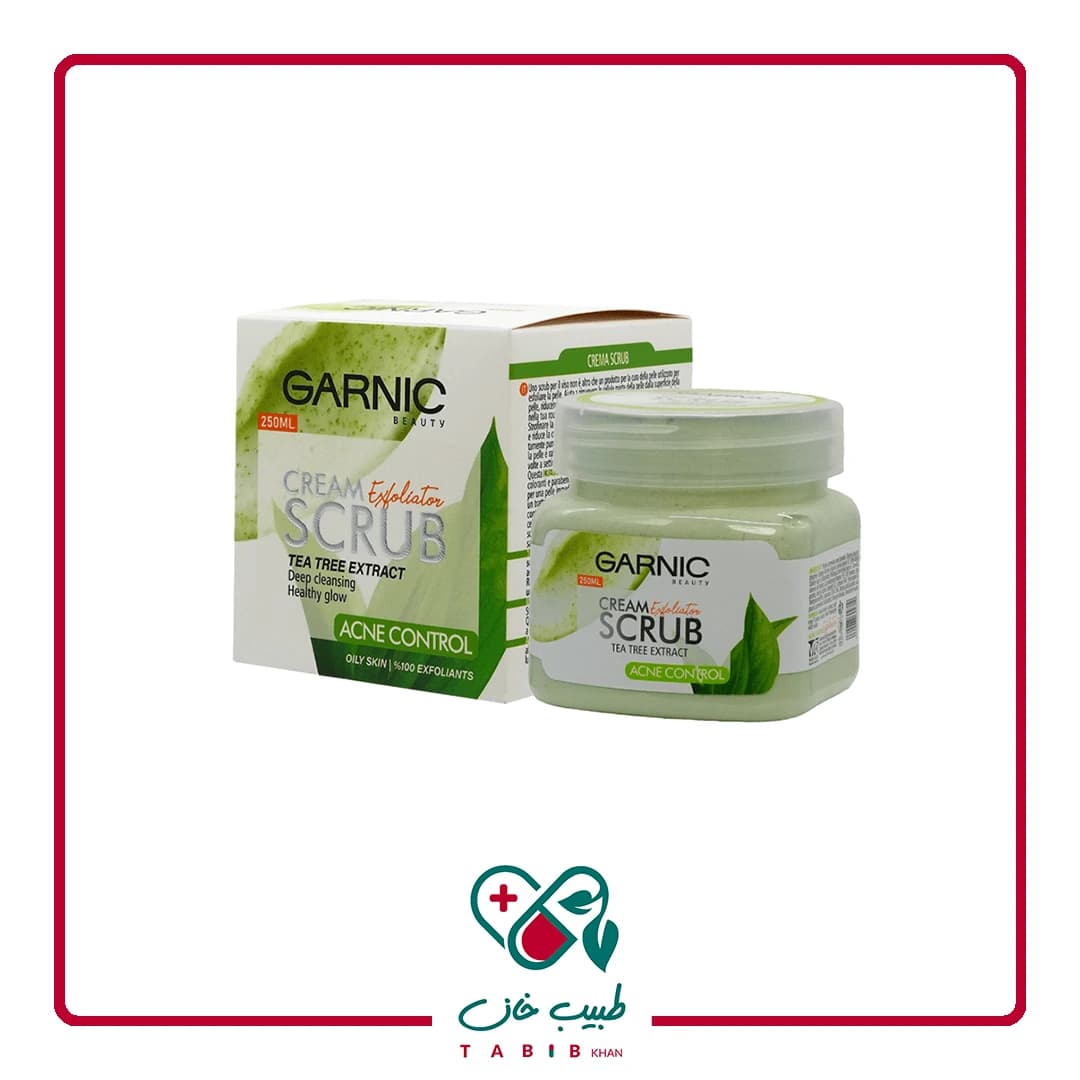 کرم اسکراب گارنیک حاوی عصاره درخت چای مناسب برای پوست چرب/Tea Tree Scrub Cream For Oily Skin — تصویر ۲