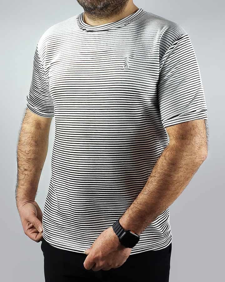 تیشرت آستین کوتاه سفید مشکی Polo مدل 1437
