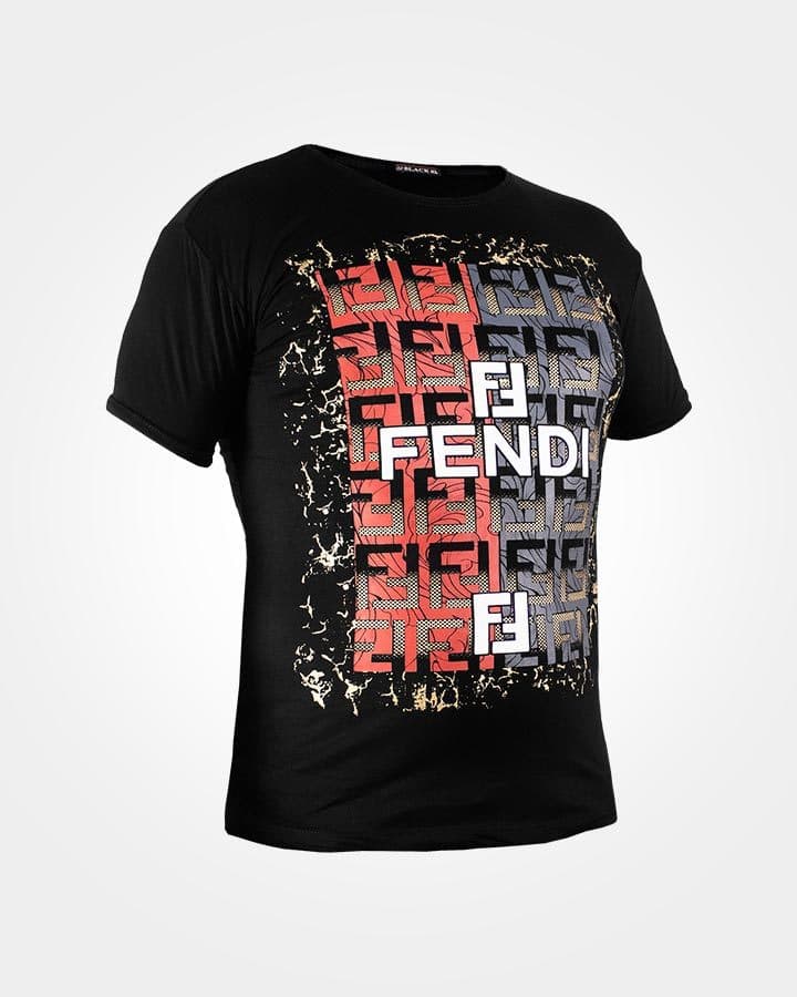 تیشرت مردانه آستین کوتاه مشکی Fendi مدل 1638
