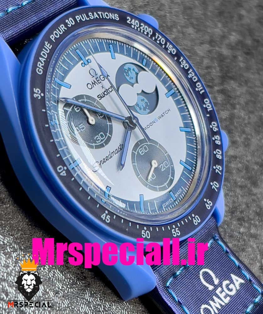 ساعت امگا سواچ ماموریت به ماه سوپر ابی 020772 OmegaSwatch Moonswatch Mission to Super Blue Moonphase ‏ — تصویر ۱۱