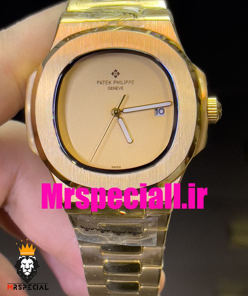 ساعت پتک فیلیپ مردانه ناتیلوس کوارتز طلایی صفحه طلایی Patek Philippe NUATILOS 020769 — تصویر ۱۱