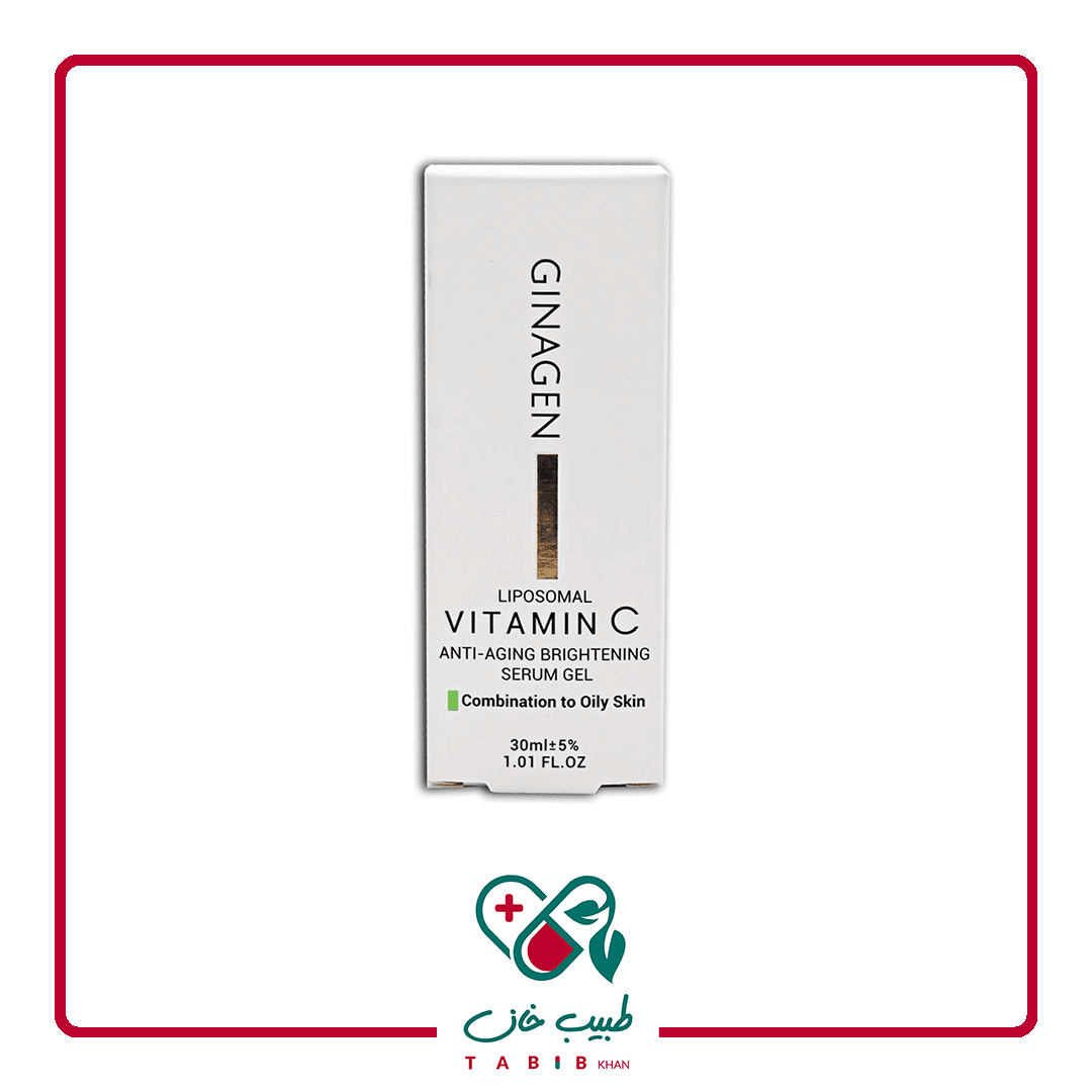 ژل سرم ویتامین C ژیناژن مدل Liposomal مناسب پوست چرب و مختلط حجم 30 میلی لیتر/Ginagen Vitamin C Brightening Gel For Oily Skin 30 ml — تصویر ۳
