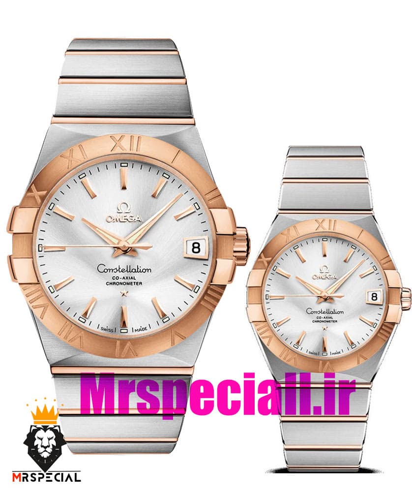 ساعت ست امگا کانسلیشن دورنگ رزگلد صفحه نقره ای OMEGA constllation 020761 — تصویر ۹