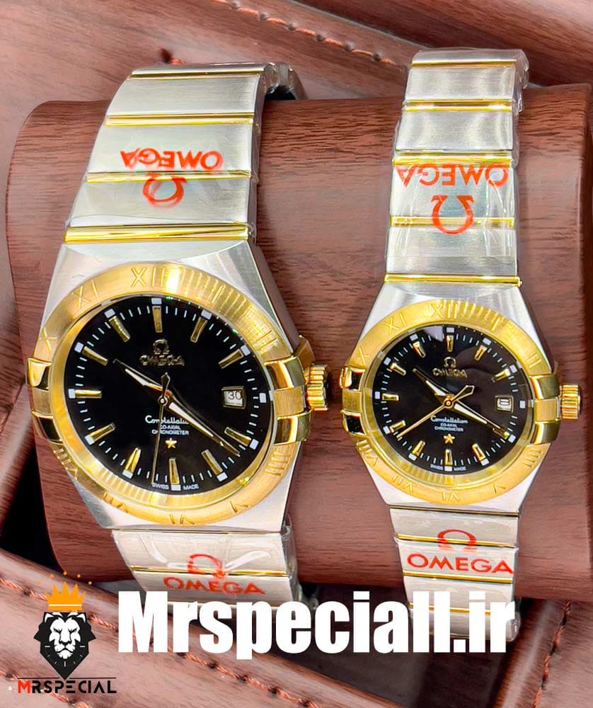 ساعت ست امگا مدل کانسلیشن دورنگ طلایی صفحه مشکی OMEGA constllation 020760 — تصویر ۱۱