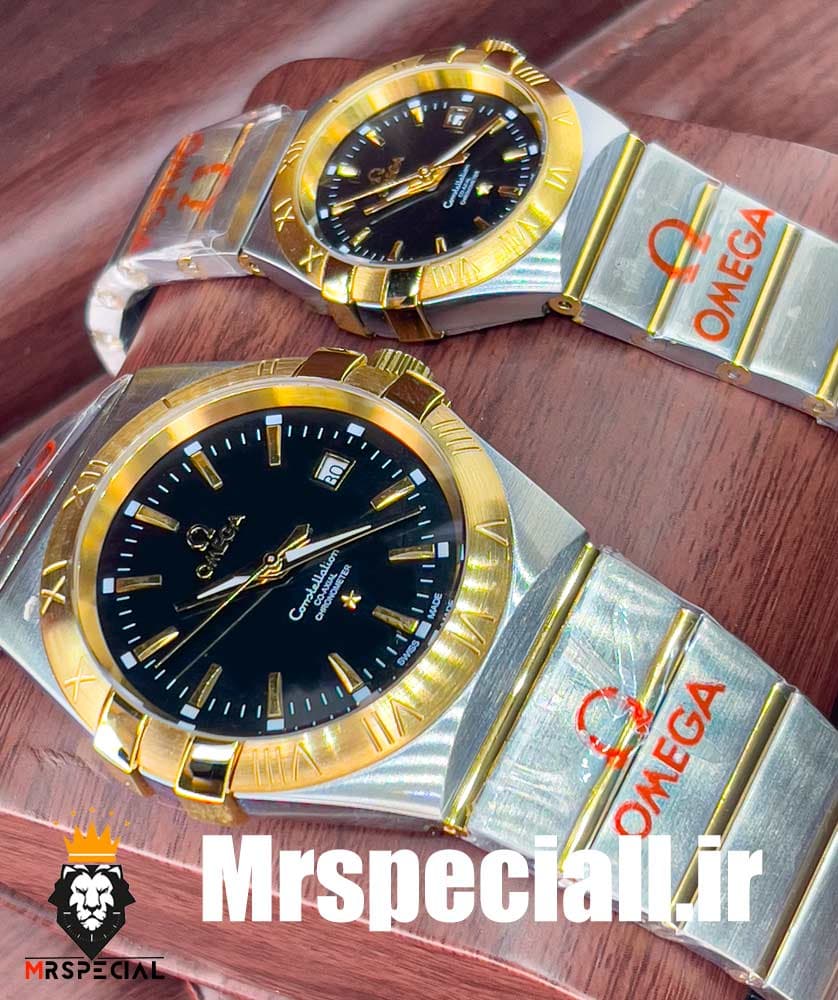 ساعت ست امگا مدل کانسلیشن دورنگ طلایی صفحه مشکی OMEGA constllation 020760 — تصویر ۱۲