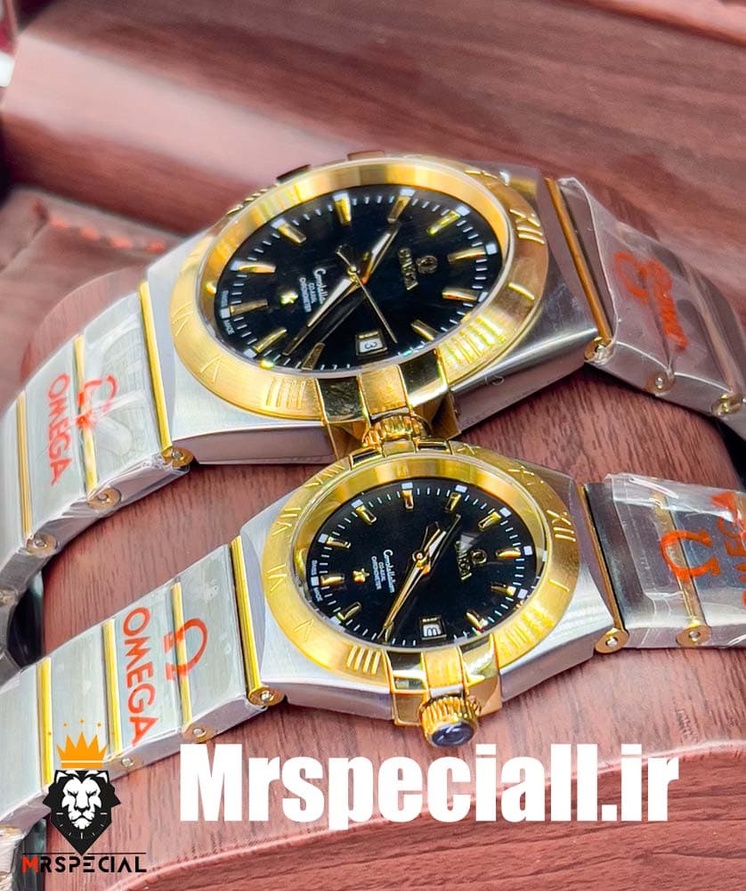 ساعت ست امگا مدل کانسلیشن دورنگ طلایی صفحه مشکی OMEGA constllation 020760 — تصویر ۵