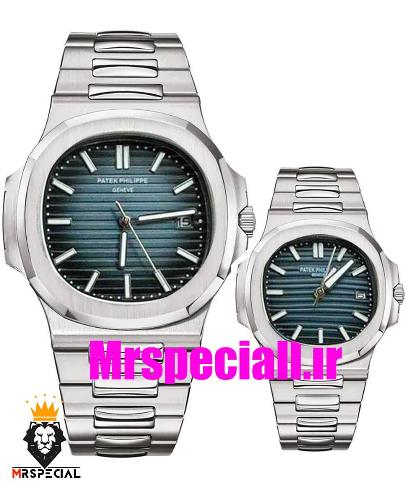 ساعت ست پتک فیلیپ ناتیلوس کوارتز استیل صفحه سورمه ای مشکی Patek Philippe NUATILOS 020738