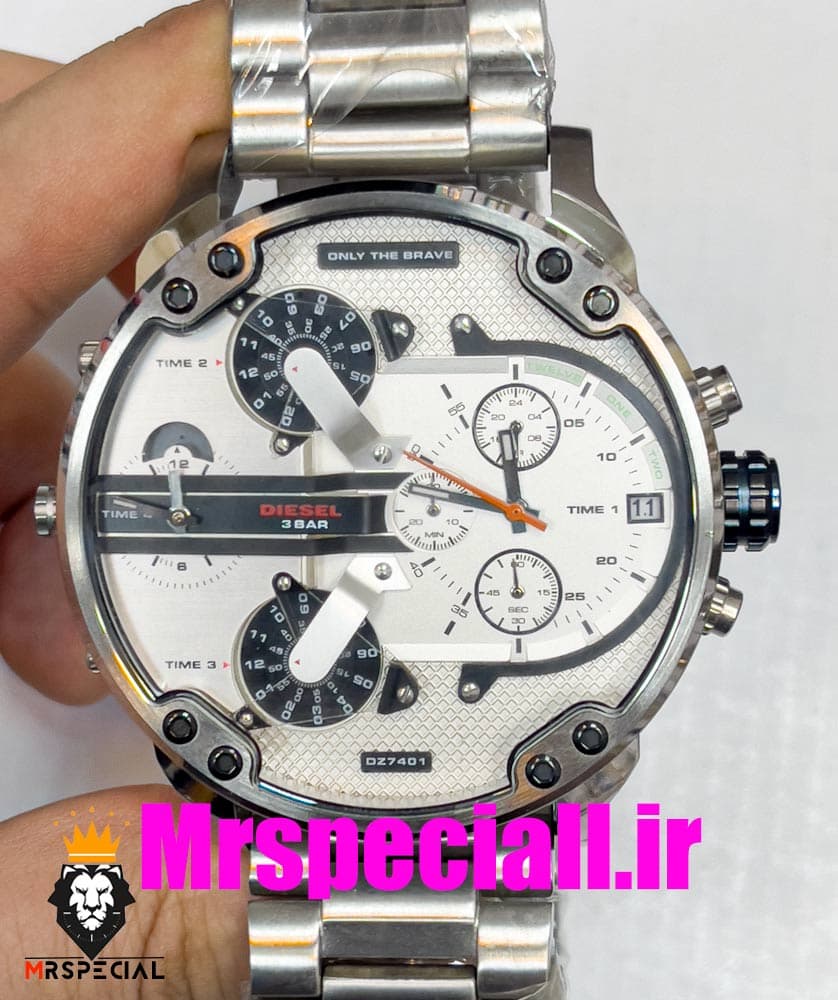 ساعت دیزل هفت موتوره مردانه استیل صفحه سفید Diesel MR.daddy 020718 — تصویر ۳