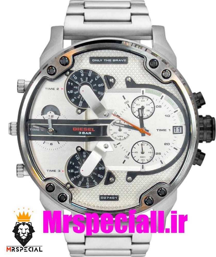 ساعت دیزل هفت موتوره مردانه استیل صفحه سفید Diesel MR.daddy 020718