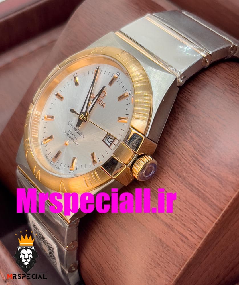 ساعت مردانه امگا کانسلیشن اتوماتیک دورنگ رزگلد صفحه نقره ای OMEGA constllation 020669 — تصویر ۱۱