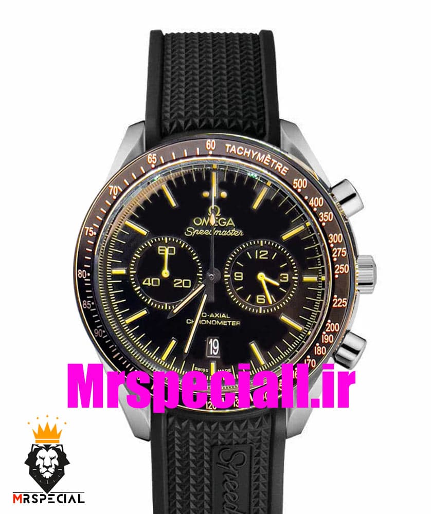 ساعت مچی مردانه امگا اسپید مستر کرنوگراف بند رابر صفحه مشکی omega speedmaster dark side of the moon 020663