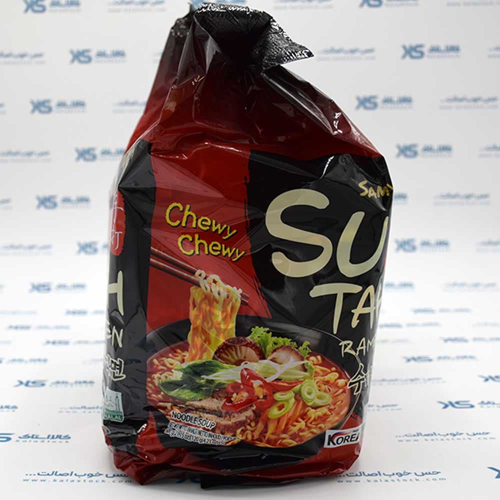 نودل بسته ای سامیانگ SAMYANG اصل کره جنوبی مدل Sutah Ramen با طعم گوشت و سبزیجات بسته 120 گرمی — تصویر ۲