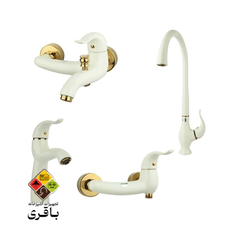 ست شیرآلات راسان مدل اکتاو شیری طلایی — تصویر ۳