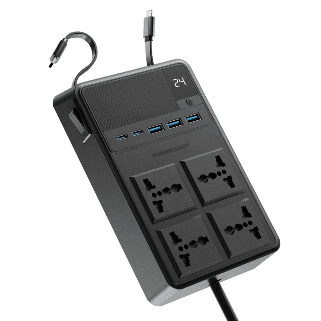 چند راهی پاورولوژی Powerology 2500w 4 AC Power Strip with Built-In Retractable Cables — تصویر ۷