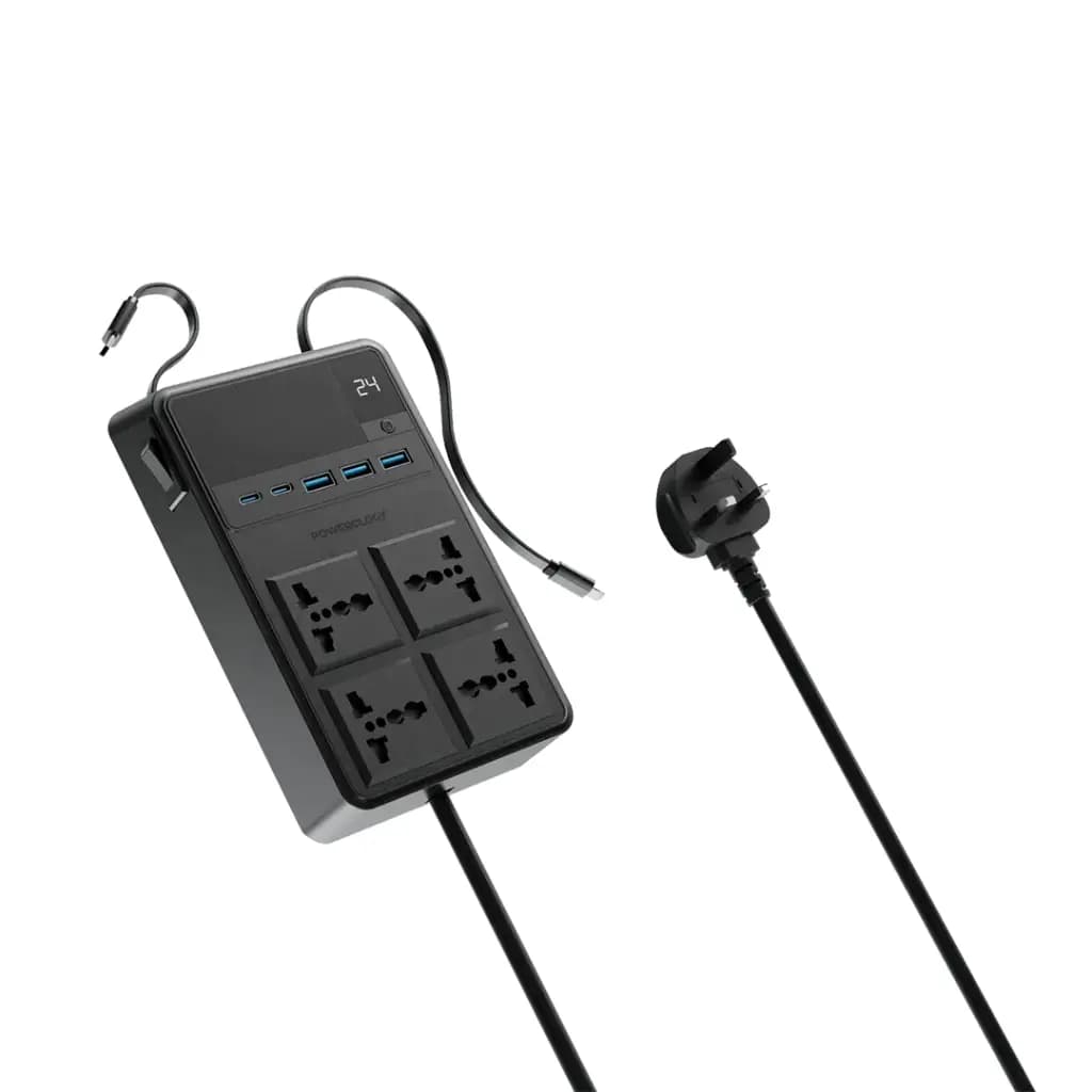 چند راهی پاورولوژی Powerology 2500w 4 AC Power Strip with Built-In Retractable Cables — تصویر ۸