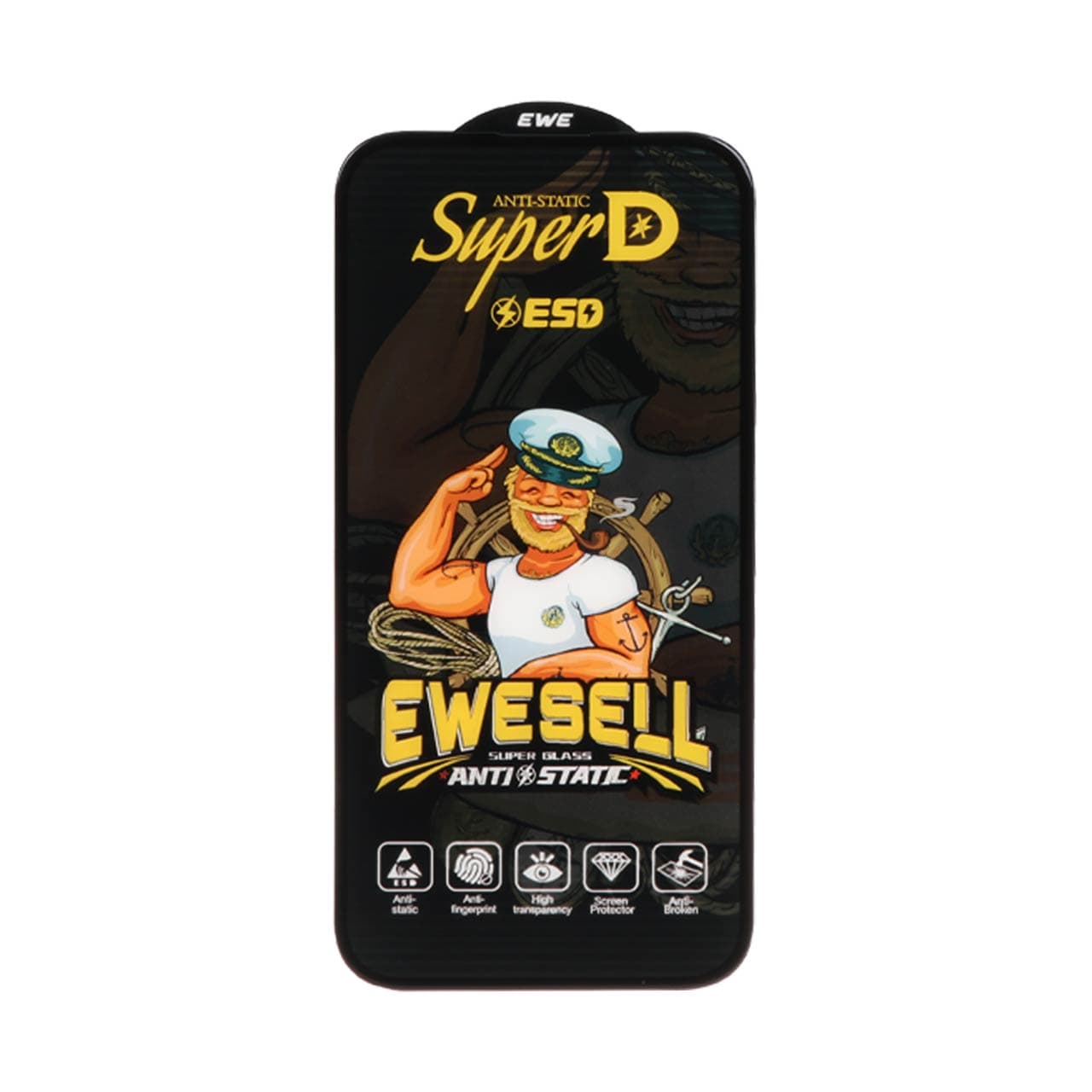 محافظ صفحه نمایش شیشه ای Full Cover Super D Esd Ewesell مدل Apple iphone 16 / iPhone 15 / iPhone 14 Pro (بدون پک) — تصویر ۲