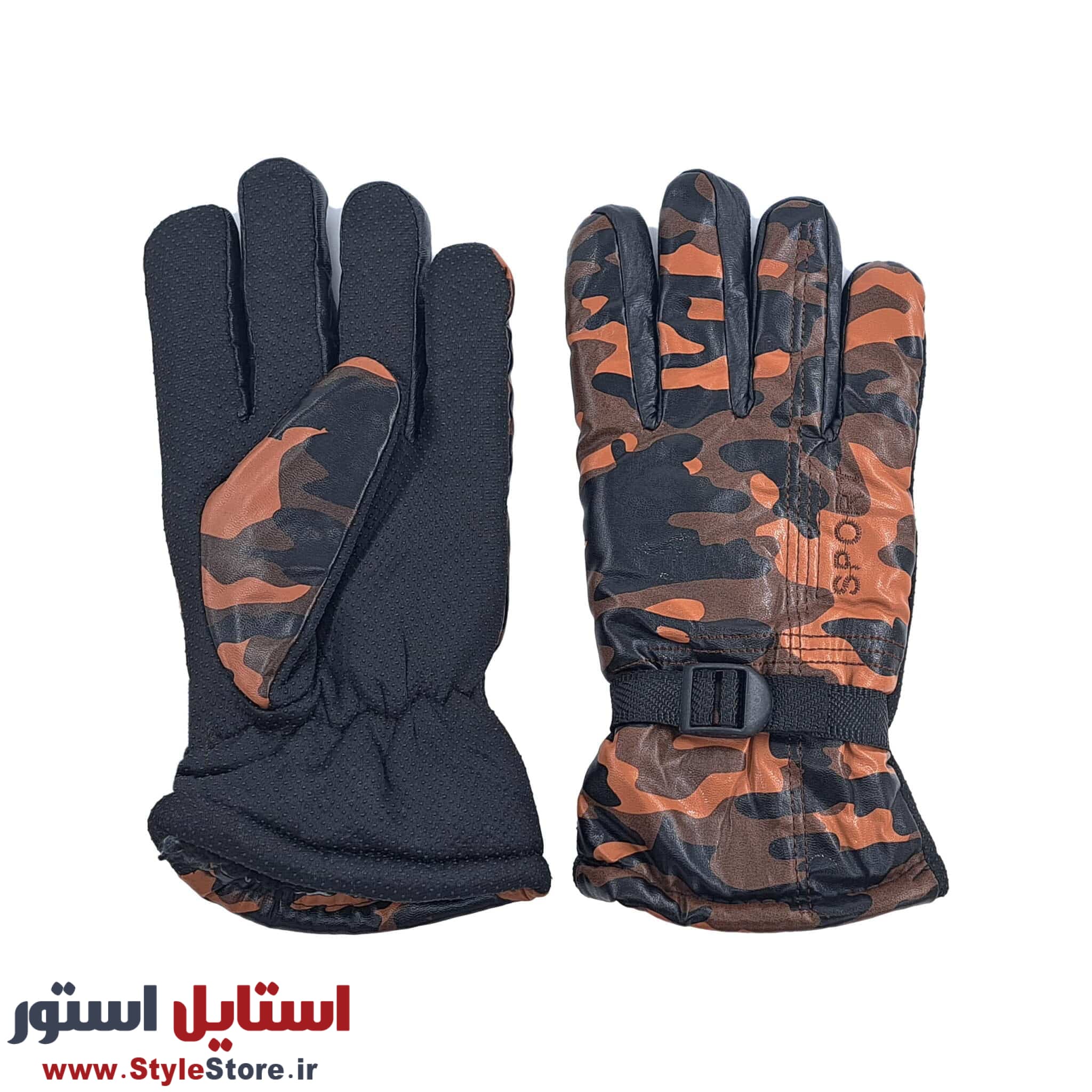 دستکش چرم مصنوعی مردانه مدل SPORT-RING طرح چریکی کد 1018 — تصویر ۷