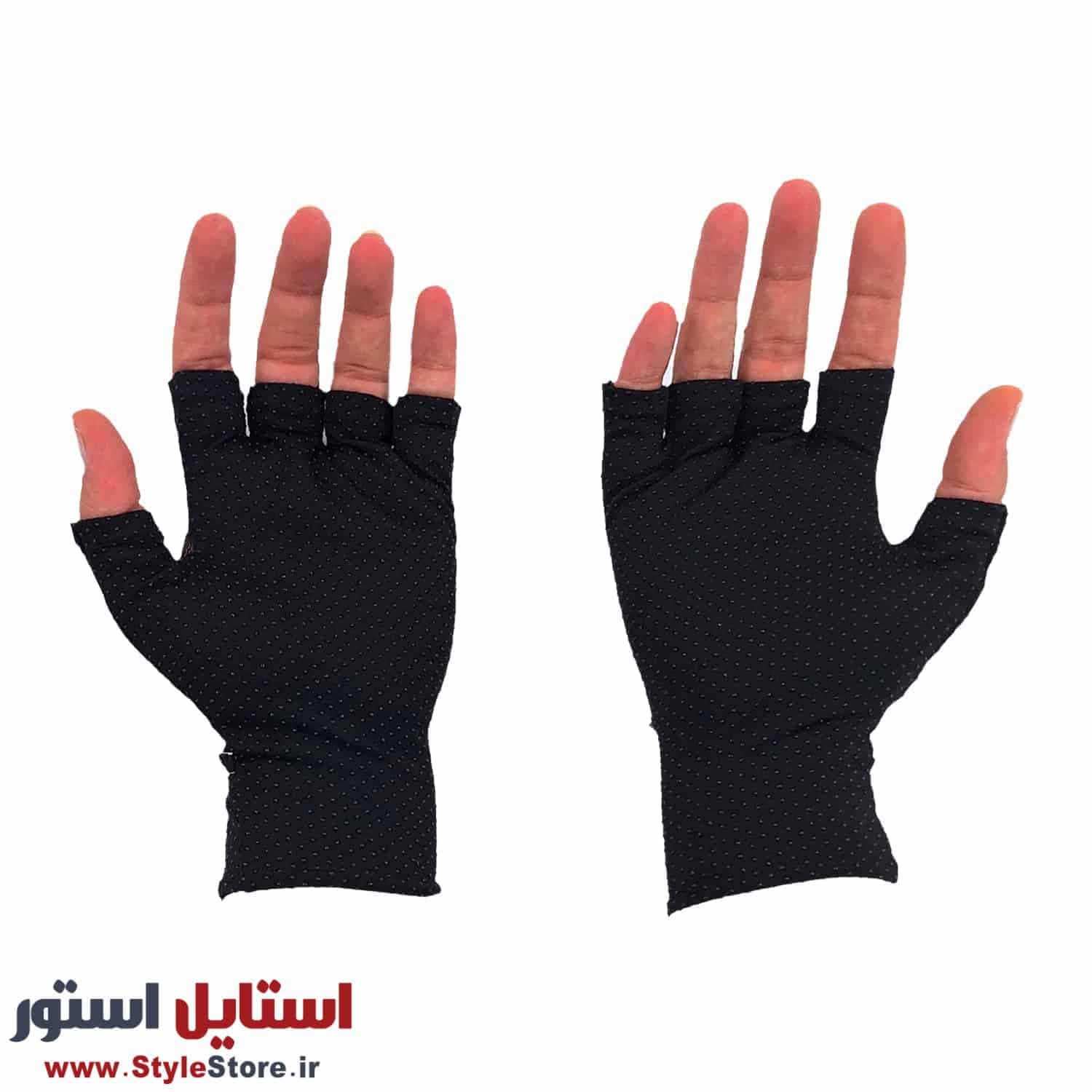 دستکش زنانه سیلکا مدل نیم انگشتی رانندگی کد 1341 رنگ مشکی — تصویر ۱۲